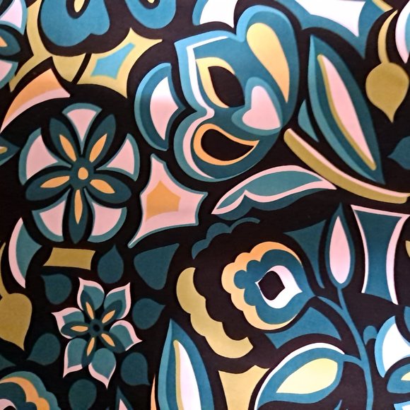 Black Green White Yellow Multicolor Retro Dress - Picture 2 of 3